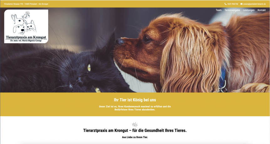 Tierarztpraxis am Krongut, neuer Webauftritt